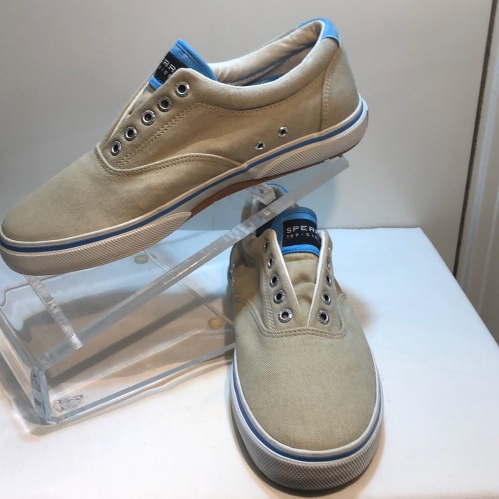 Sperry Top-Sider Beige Laceless Boat Shoes Size 8